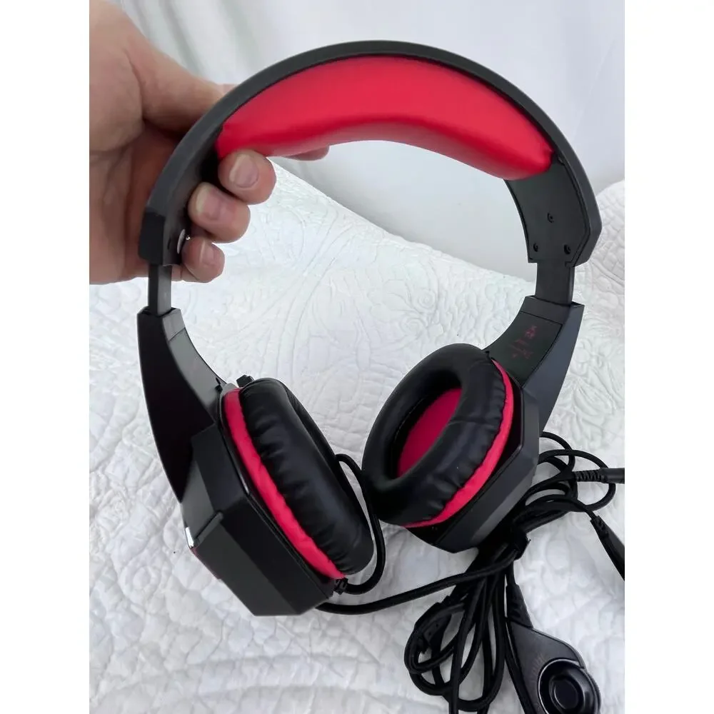Hunterspider V1 Red/Black Gaming Headset Wired Over Ear w/ Mic for PC PS4 Xbox